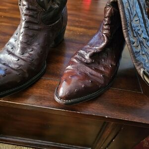 Montana West Brown Ostrich Leather Cowboy Boots